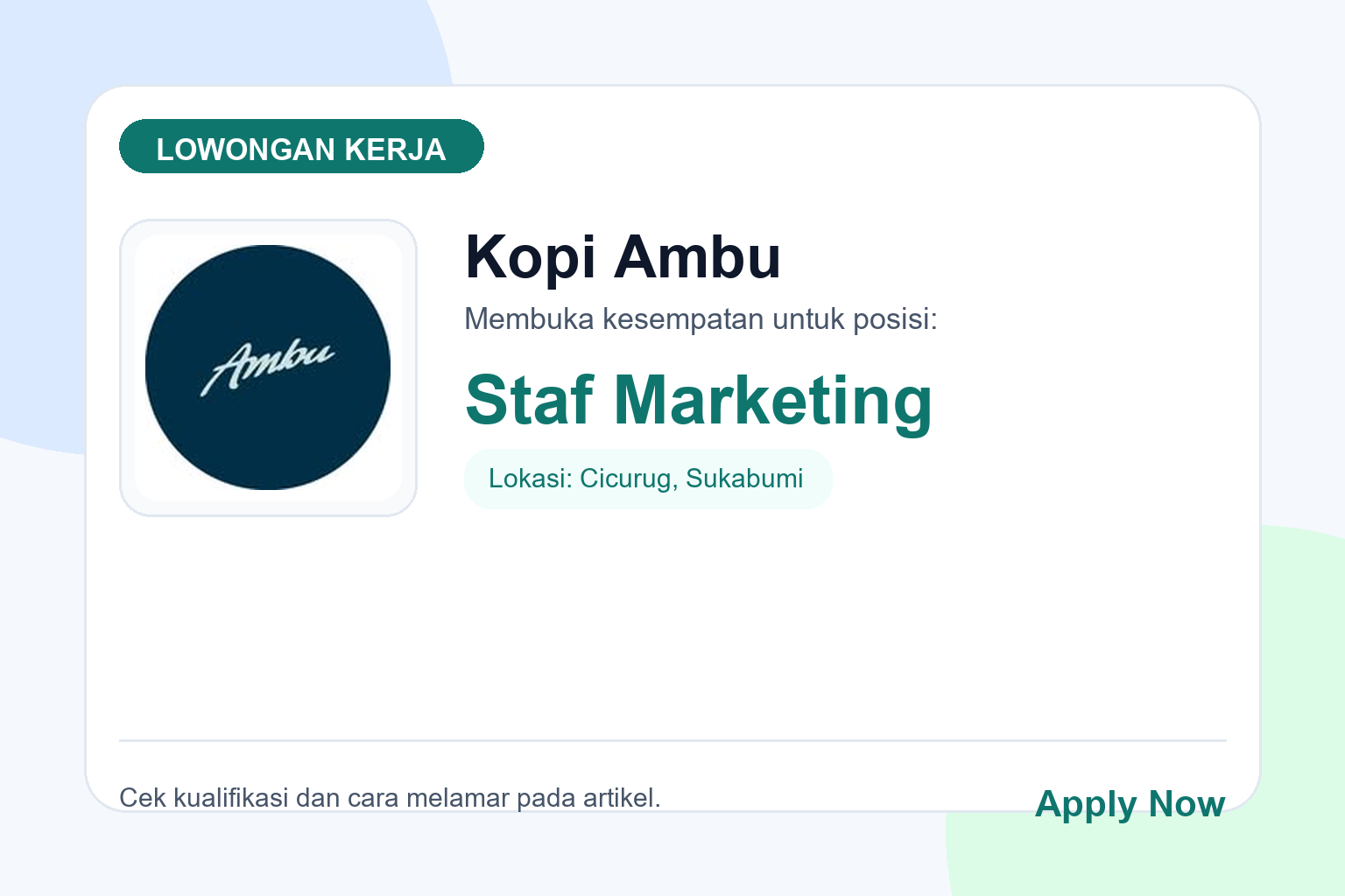 Lowongan Kerja Kopi Ambu Staf Marketing