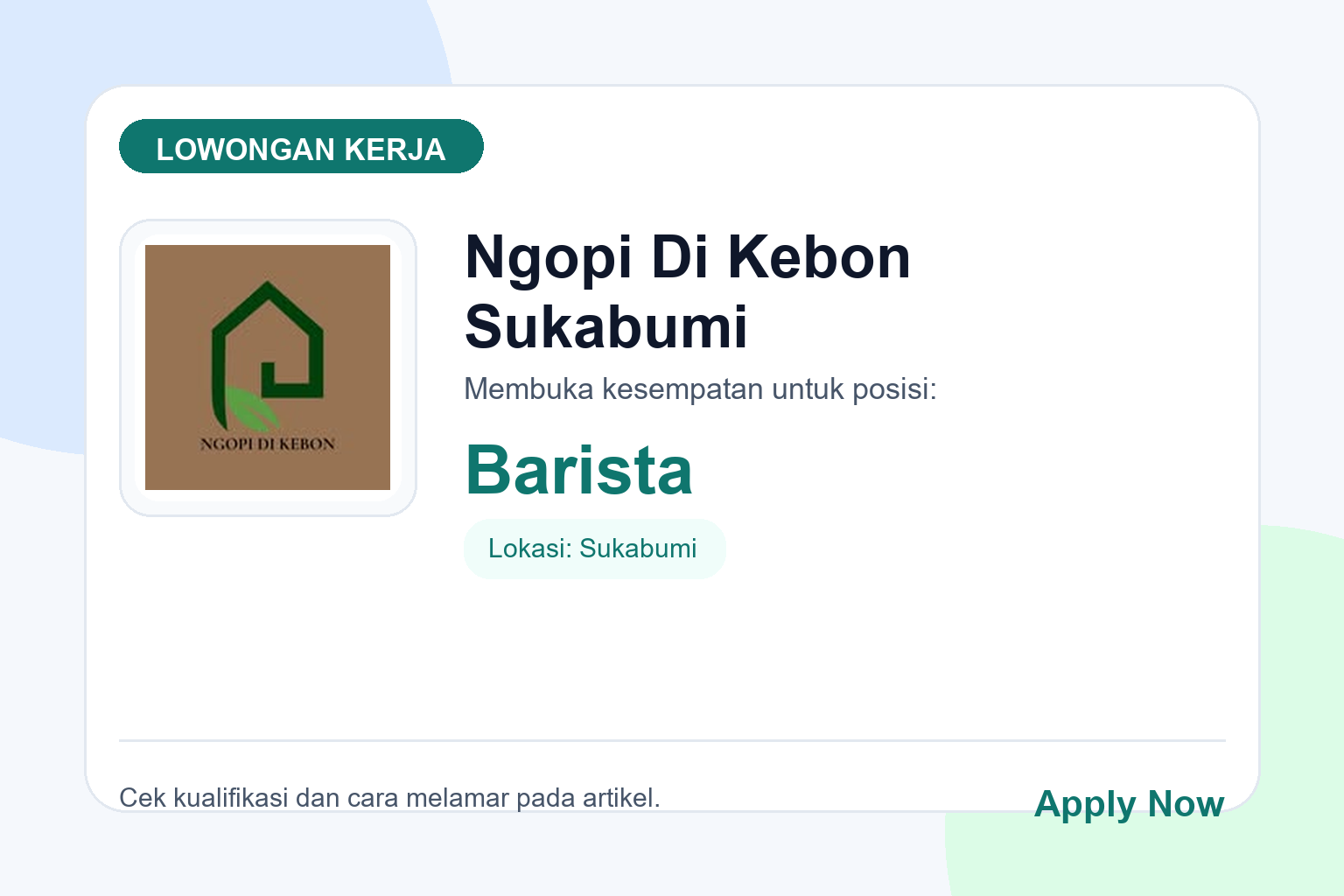 Lowongan Kerja Ngopi Di Kebon Sukabumi Barista
