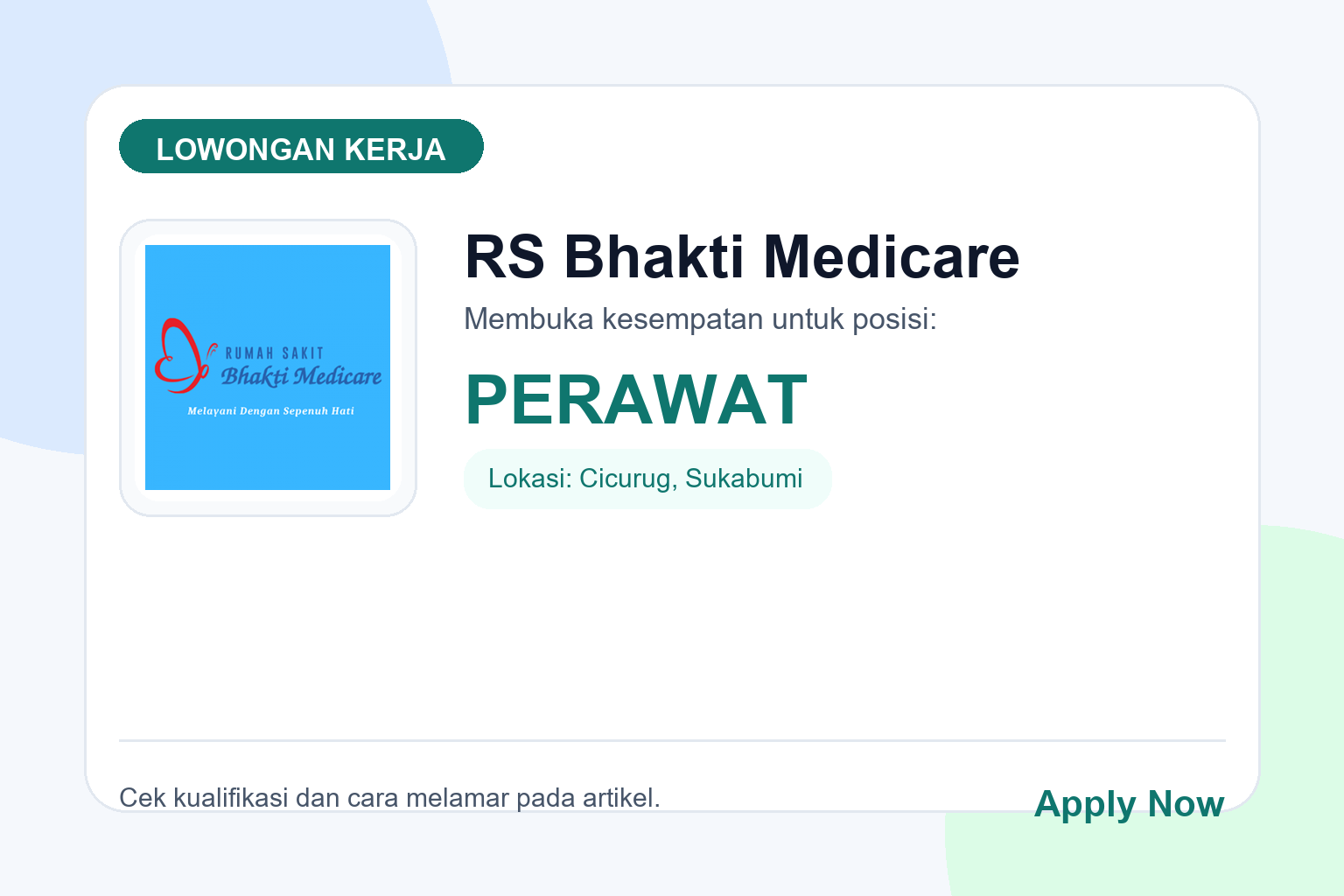 Lowongan Kerja RS Bhakti Medicare PERAWAT