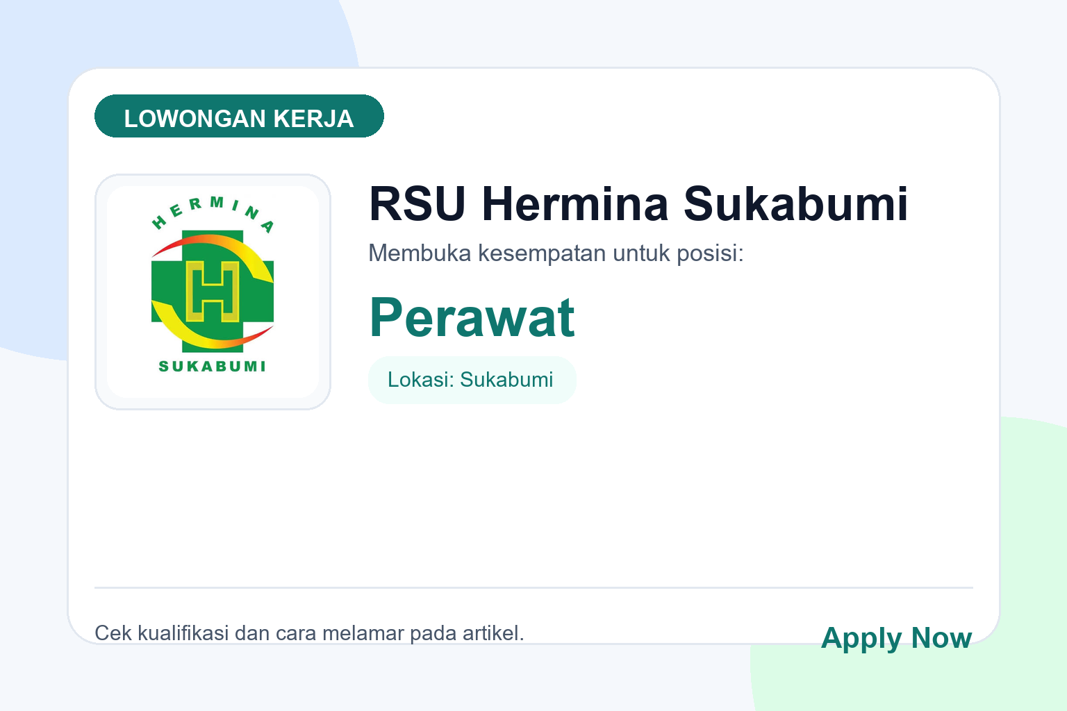 Lowongan Kerja RSU Hermina Sukabumi Perawat