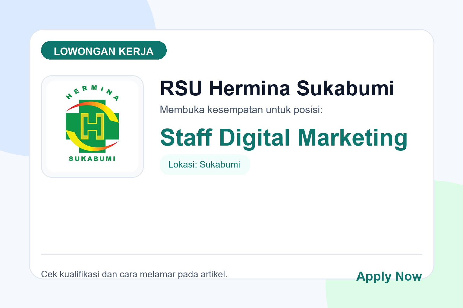 Lowongan Kerja RSU Hermina Sukabumi Staff Digital Marketing