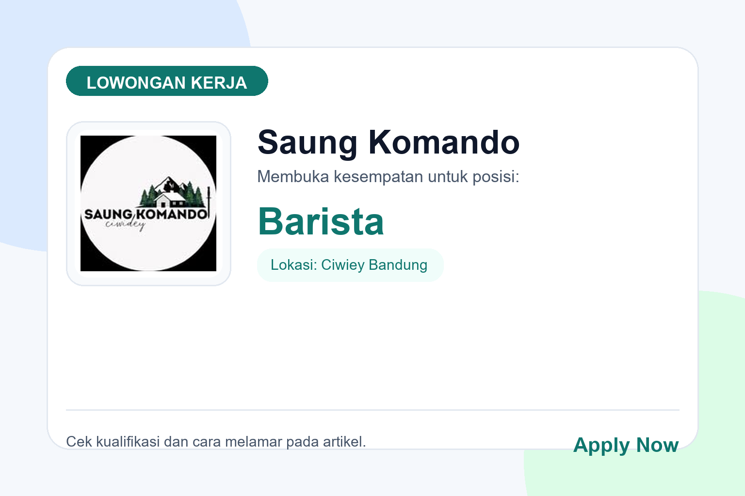 Lowongan Kerja Saung Komando Barista